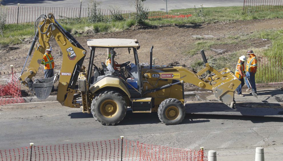 Heavy equipment working the grounds at Fresno State
