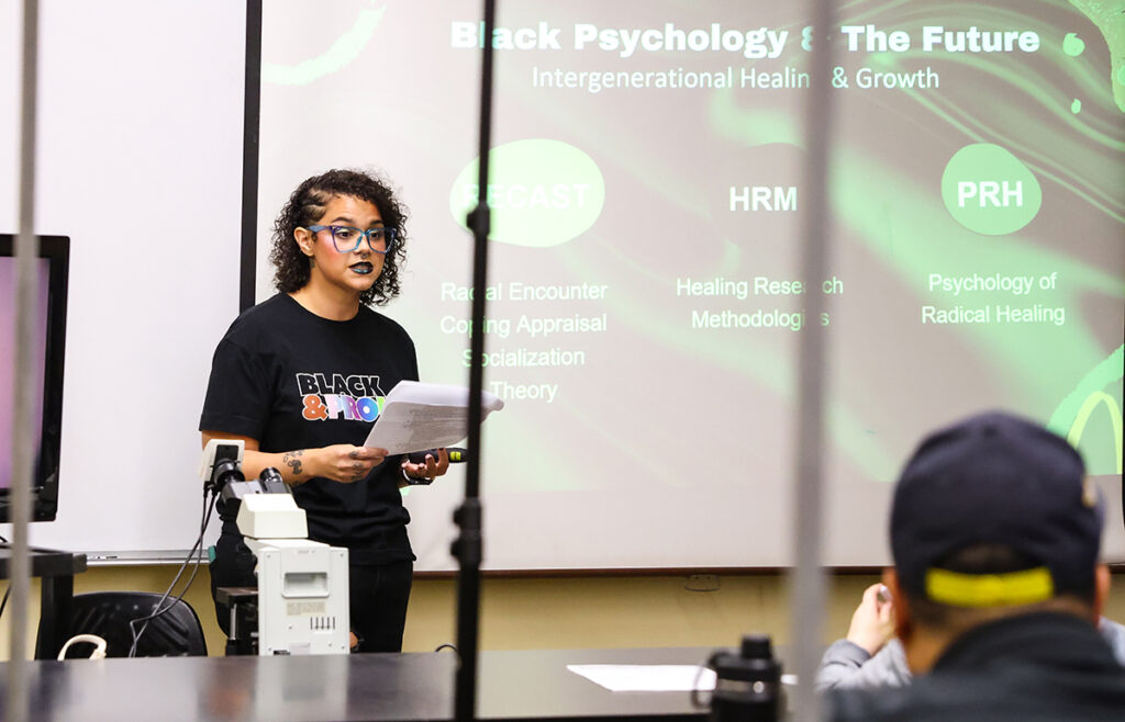 Prospective psychology graduate student Ellie Jonhson-Venegas gave an eye-opening historical presentation about famous Black psychologists.
